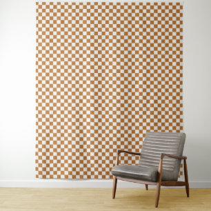 Copper and eggshell checkerboard pattern tapestry