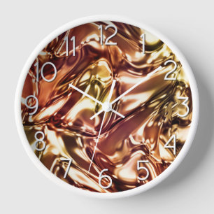 Copper and Gold Wavy Metallic Look Clock