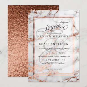 Copper and Marble Wedding Bold Elegance Invitation