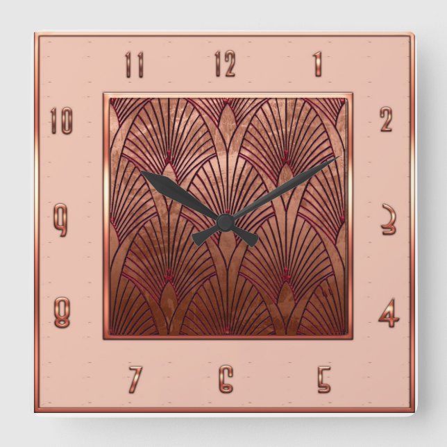 Copper and Muted Pink Acrylic Wall Clock (Front)