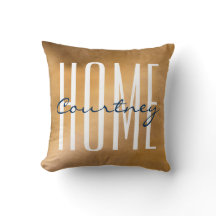 Copper And Navy Home Your Name Throw Pillows