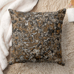 Copper and silver Marbled abstract Cushion