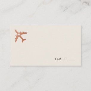 Copper and Tan Aeroplane Travel Theme Flat Place Card