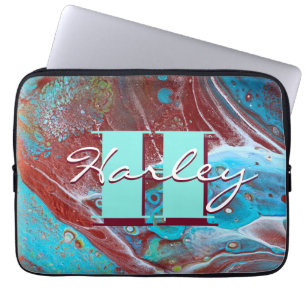 Copper and Teal Acrylic Flow Art Laptop Sleeve