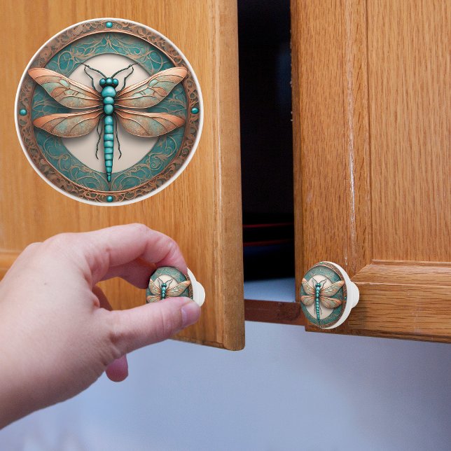 Copper and Turquois Dragonfly Ceramic Knob (Creator Uploaded)
