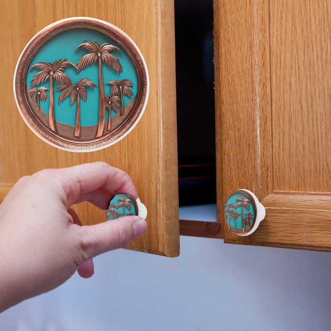Copper and Turquois Palm Trees Ceramic Knob (Creator Uploaded)