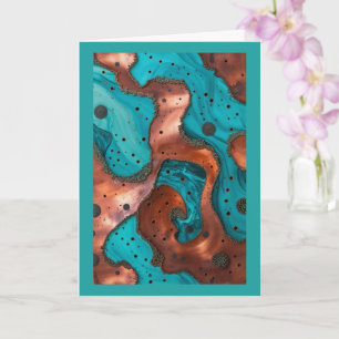 Copper and Turquoise Abstract Blank Card