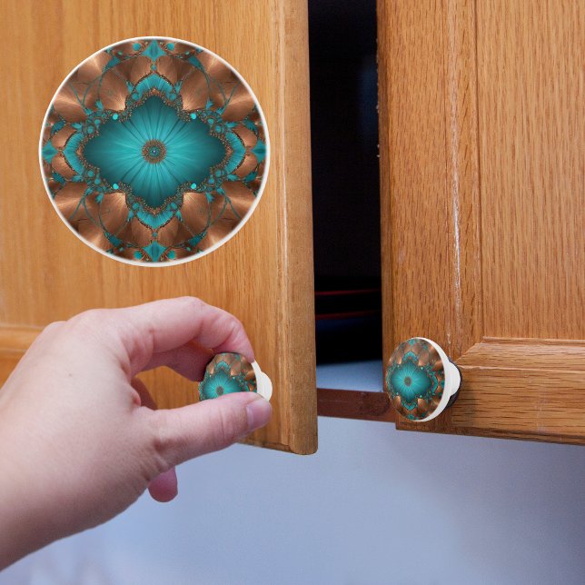Copper and Turquoise Diamond Ceramic Knob (Creator Uploaded)