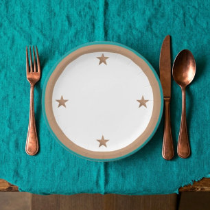 Copper and Turquoise Party Paper Plate