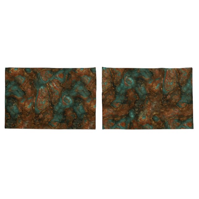 Copper and Turquoise Stone Abstract Pillowcase (Back-Set)