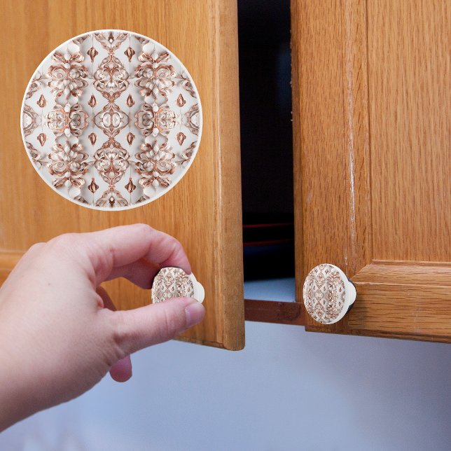 Copper and White Satin Pattern Ceramic Knob (Creator Uploaded)