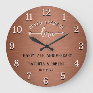 Copper Anniversary Happy 7th Wedding Anniversary Large Clock