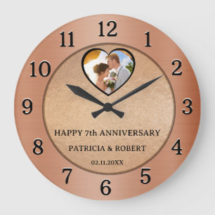 Copper Anniversary  Photo 7th Wedding Anniversary Large Clock
