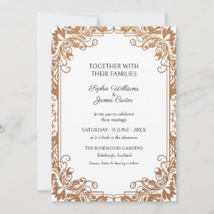 Copper Art Nouveau Floral Wedding Invitation