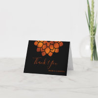 Copper Aster on Black Folded Thank You Card