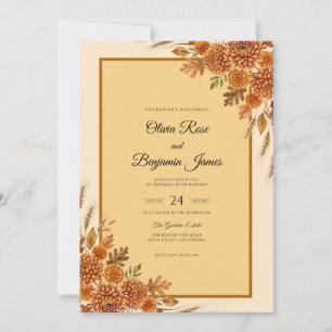 Copper Autumn Foliage Eucalyptus Wedding Invitation