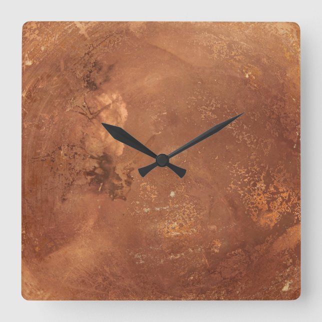 Copper background square wall clock (Front)