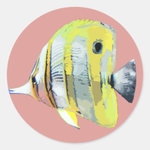 Copper-banded Butterfly Fish Classic Round Sticker
