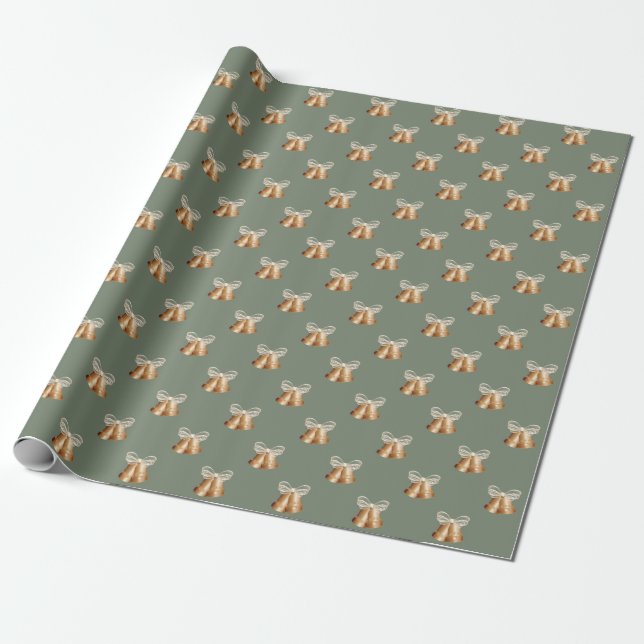 Copper Bells & Cream Bows Wrapping Paper (Unrolled)