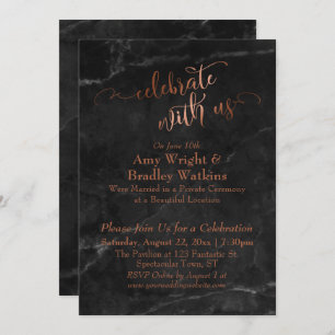 Copper Black Marble Celebrate with Us Reception Invitation