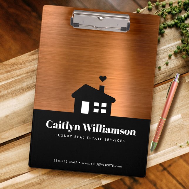 Copper Black Real Estate Broker House Professional Clipboard (Creator Uploaded)