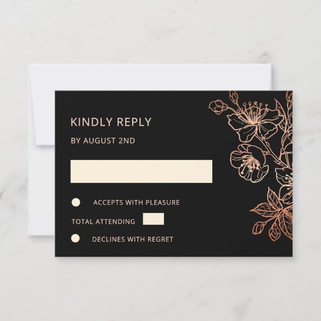  Copper Black Wedding RSVP Card (Front)