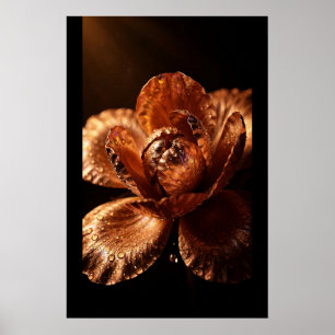 Copper Bloom — Copper Sphere, Golden Petals Poster
