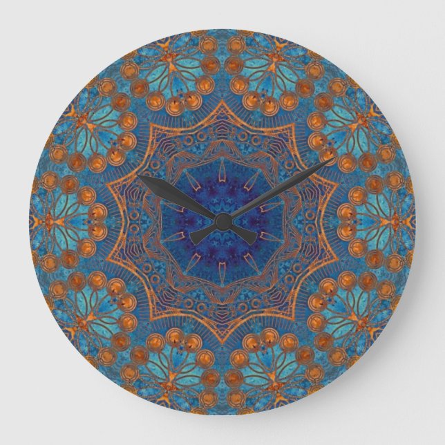 Copper Blue Design Large Clock (Front)