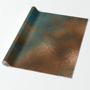 Copper Blue Patina Metallic Grill Urban Abstract Wrapping Paper