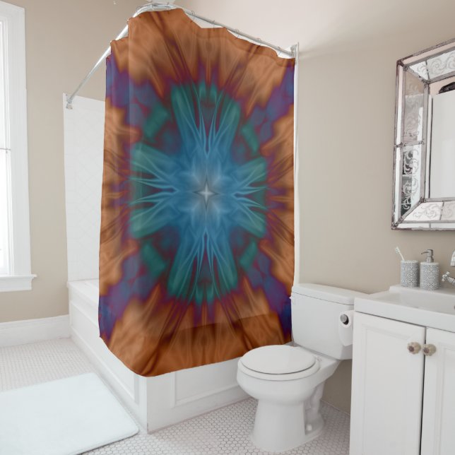 Copper Blues Shower Curtain (In Situ)