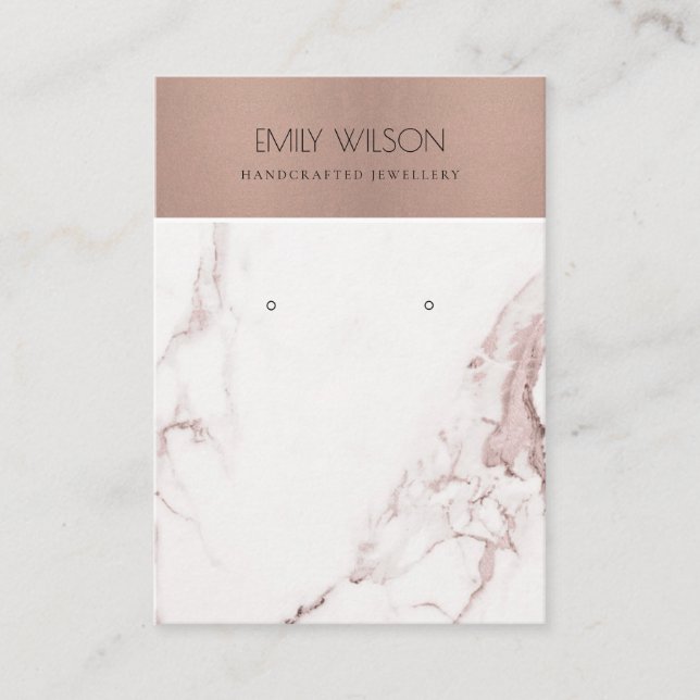 COPPER BLUSH PINK MARBLE TEXTURE EARRING DISPLAY BUSINESS CARD (Front)