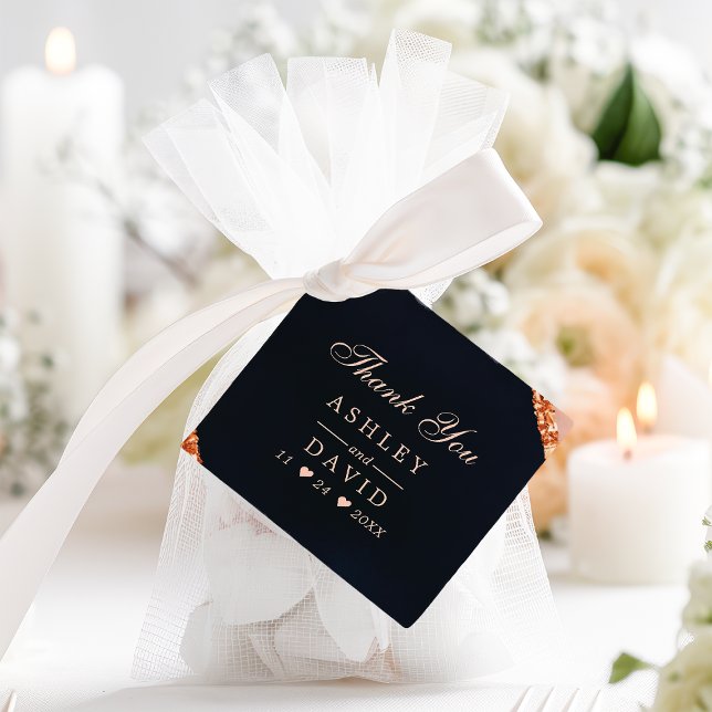 Copper Blush Pink Navy Geometric Thank You Tag (Creator Uploaded)