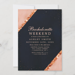 Copper Blush Pink Navy Modern Bachelorette Weekend Invitation