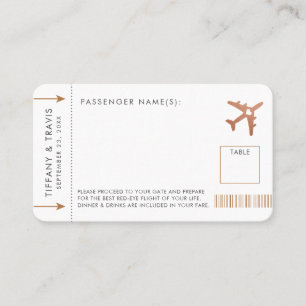Copper Boarding Pass Airline Ticket Place Card