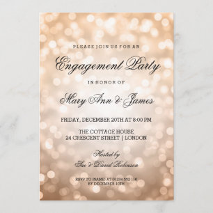 Copper Bokeh Lights Elegant Engagement Party Invitation