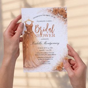 Copper Bridesmaid Dress Bridal Shower Invitation