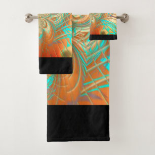 Copper Bronze and Aqua Abstract Pattern Towel