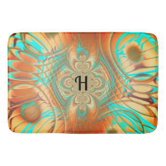 Copper Bronze and Aqua Bath Mat