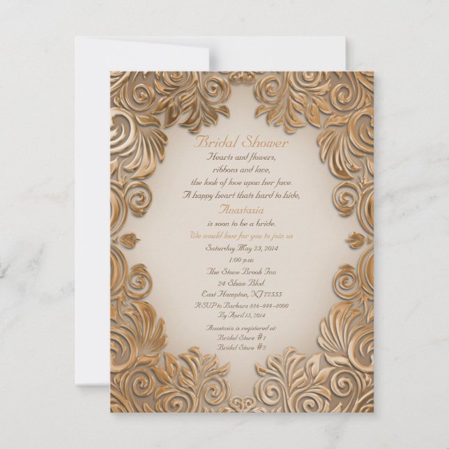 Copper-Bronze Foil Bridal Shower Invitation (Front)