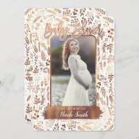 Copper Bronze Gold Foil Modern Baby Shower Photo