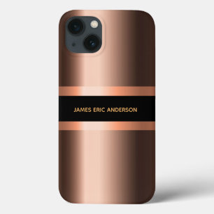 Copper bronze metallic black masculine name iPhone 13 case