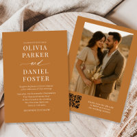 Copper Bronze QR Code Elegant Photo Wedding