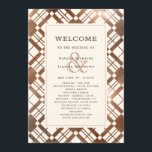 Copper Bronze Rustic Fall Plaid Wedding Ceremony Program<br><div class="desc">Copper Bronze & Any Colour Background Rustic Farmhouse Plaid Design with foil look overlay and back. Choose your background colour by clicking the customise further link found at the bottom of the text personalisation area. Shown in copper and off white. A classic look for an Irish or celtic styled wedding,...</div>