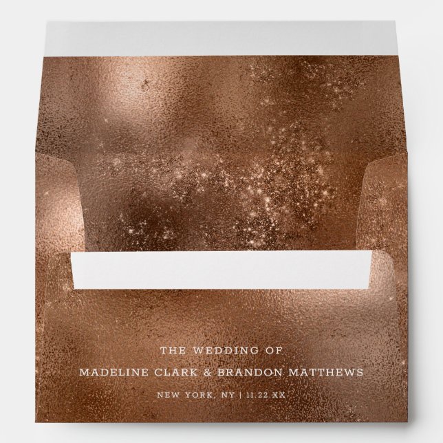 Copper Bronze Sparkle Foil Background Wedding Envelope (Back (Bottom))
