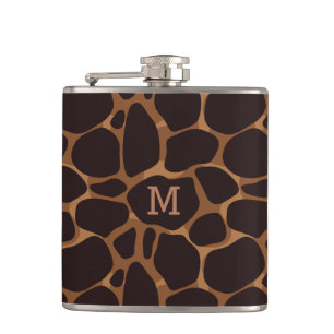 Copper Brown Abstract Leopard Pattern Hip Flask