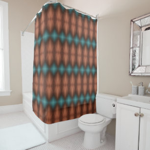 Copper Brown and Turquoise Shower Curtain