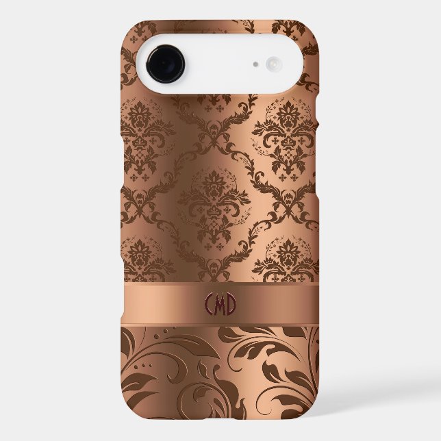 Copper Brown Damasks & Swirls Metallic Look Case-Mate iPhone Case (Back)