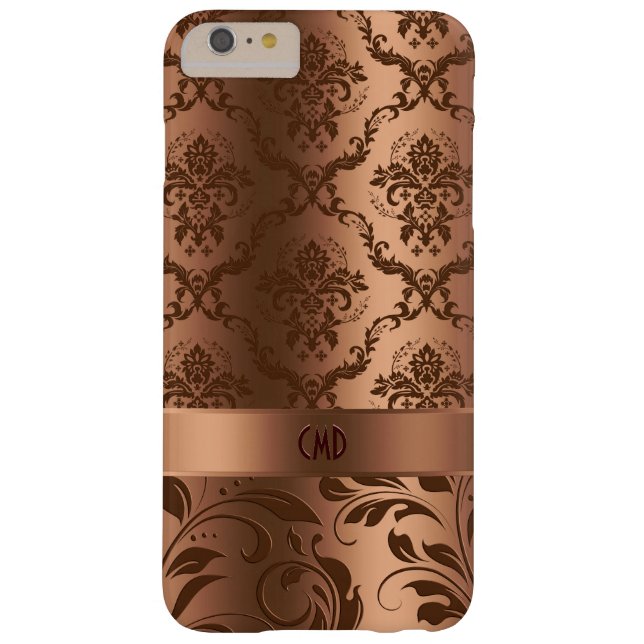 Copper Brown Damasks & Swirls Metallic Look Case-Mate iPhone Case (Back)