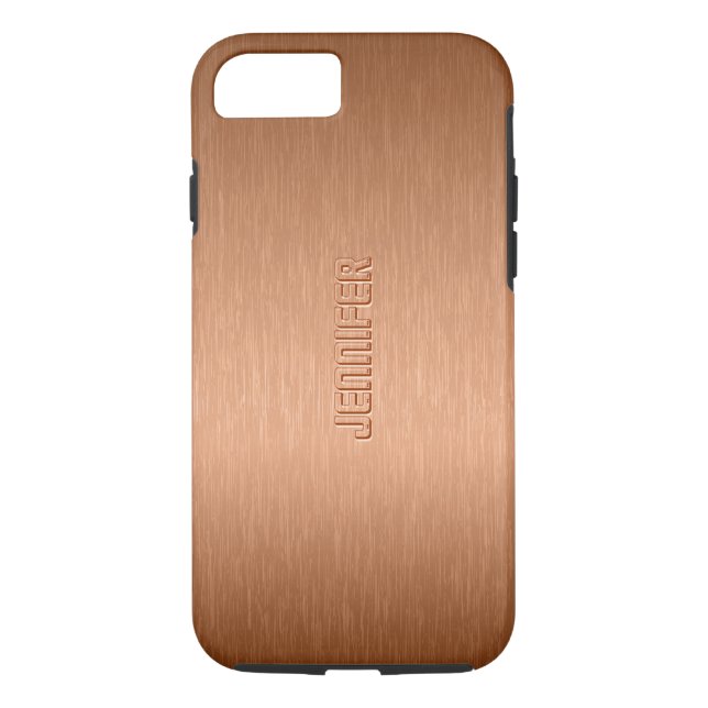 Copper Brown Metallic Brushed Aluminium Look Case-Mate iPhone Case (Back)