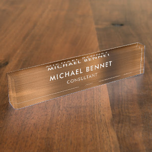 Copper Brown Metallic Professional Business Nameplate